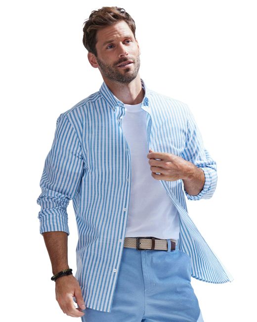 John Devin Langarmhemd Regular Fit Streifenhemd mit Button-down-Kragen, aus reiner Baumwolle in Blue für Herren
