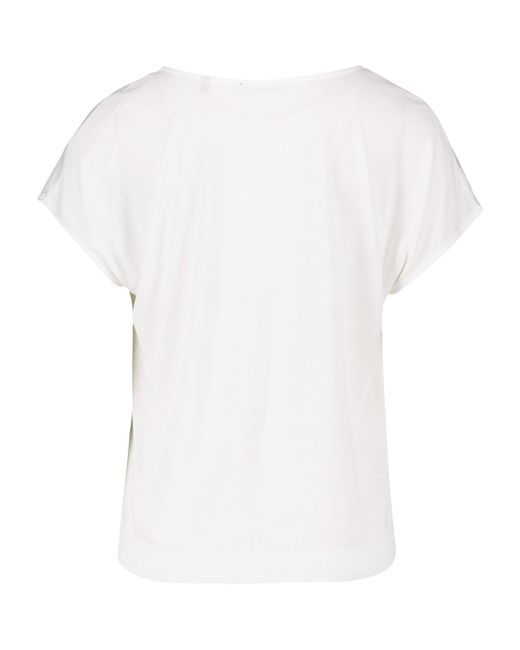 Zero White Kurzarmshirt Satinshirt mit Glitzersteinen (1-tlg) Ziersteine