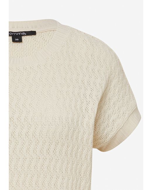 Comma, Natural Kurzarmshirt Strukturiertes T-Shirt im Relaxed Fit