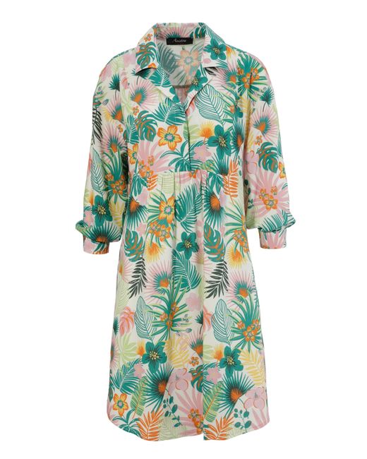 Aniston CASUAL Blusenkleid mit bunten, tropischen Blumen und Blättern  bedruckt in Grün | Lyst DE