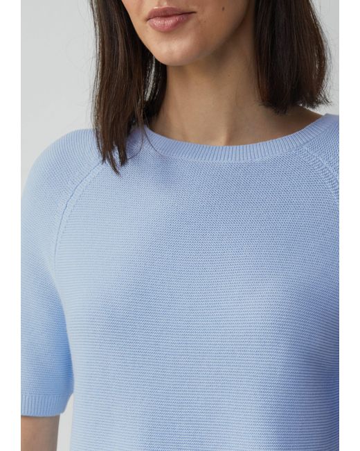S.oliver Blue Strickpullover mit feiner Rippstruktur