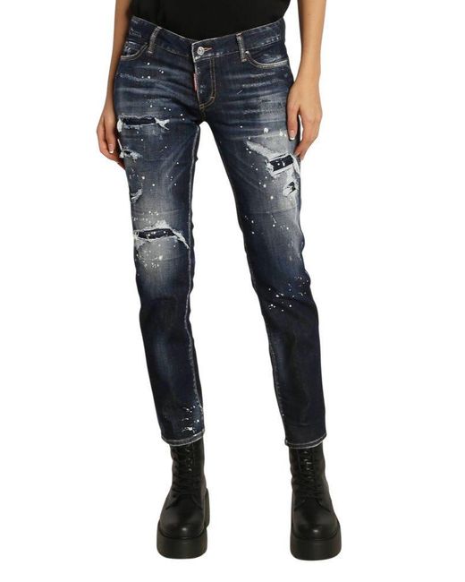DSquared² Blue Destroyed- Jeans mit gelbem Patch