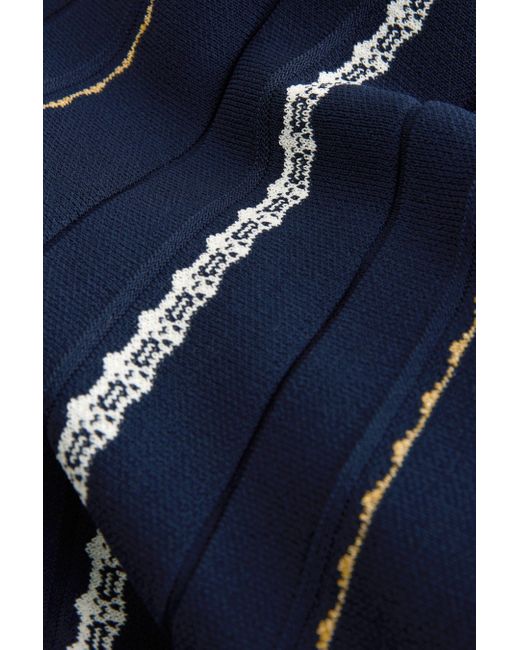 Next Blue Midirock Gestrickter Midi-Faltenrock mit Stickerei (1-tlg)