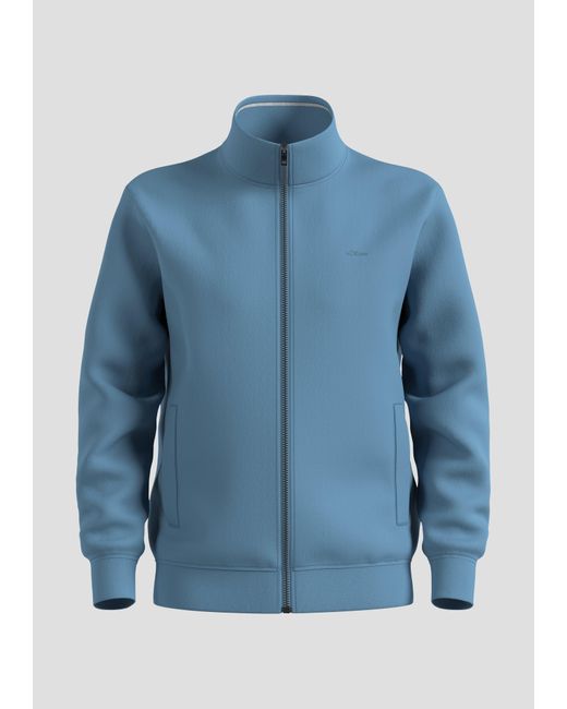 S.oliver Allwetterjacke Sweatshirt-Jacke mit Stehkragen Logo in Blue für Herren