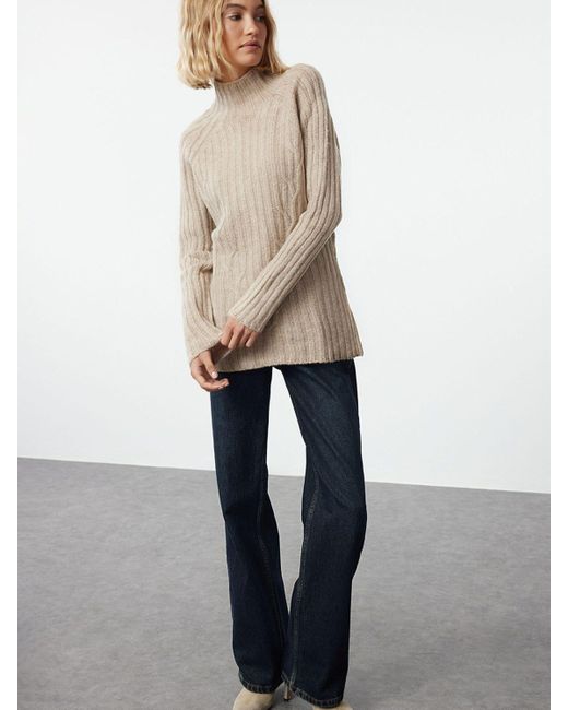 Trendyol Natural Strickpullover (1-tlg) Plain/ohne Details