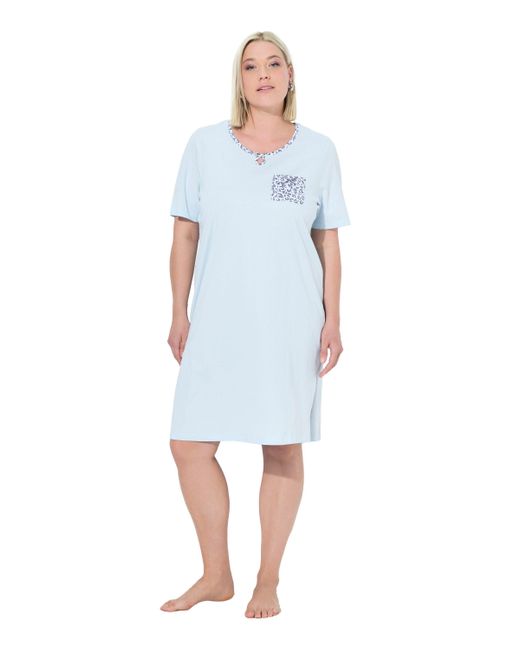 Ulla Popken Blue Bigshirt Nachthemd 2er-Pack Leomuster Rundhals Halbarm
