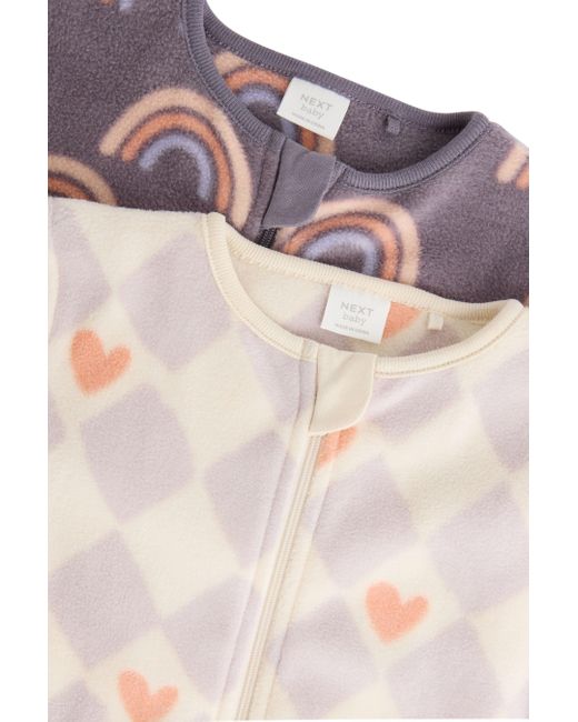 Next Pink Schlafoverall Babyschlafanzüge aus Microfleece, 2er-Pack (2-tlg)