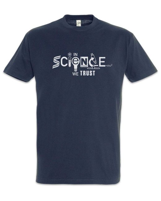 Urban Backwoods Print-Shirt In Science We Trust T-Shirt Lehrer Fun Professor Nerd Geek in Blue für Herren