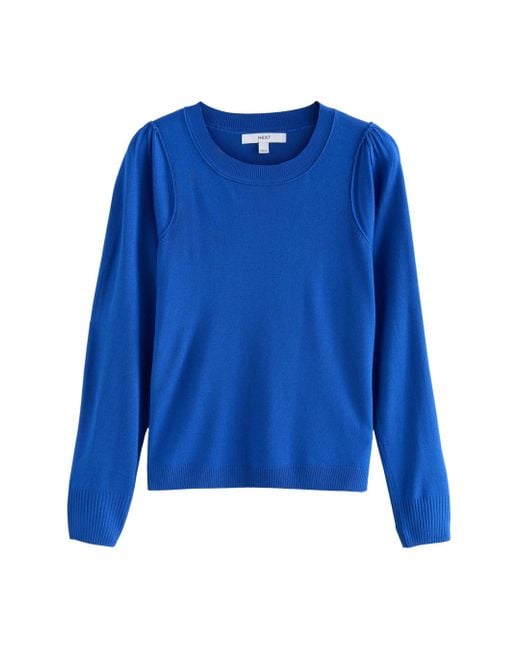 Next Blue Rundhalspullover Langärmliger Pullover mit Rundhalsausschnitt (1-tlg)