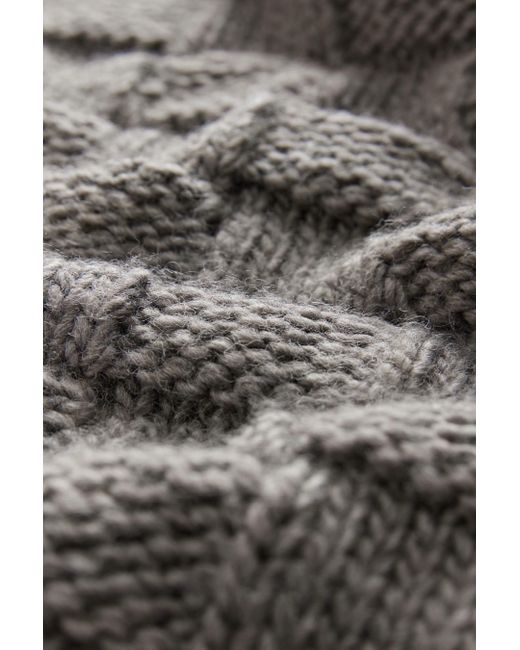 Next Gray Pullover Strickpullover mit Wolle V-Ausschnitt Waffelmasche (1-tlg)
