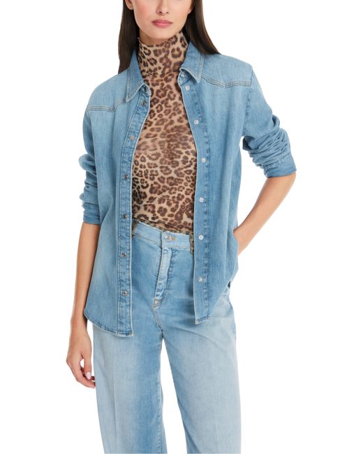 Marc Cain Blue Jeansbluse "Happy Classics" Premium mode Bluse in Used Denim "Rethink Together