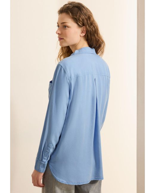 Cecil Blue Langarmbluse mit Brusttaschen