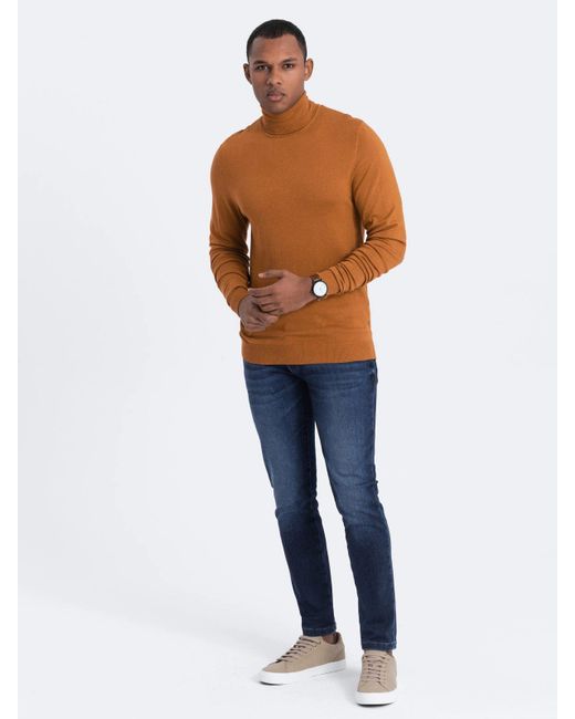 Ombre Gestrickter Rollkragenpullover in Brown für Herren