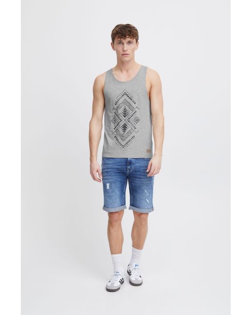 Solid Tanktop SDIsaak ärmelloses Shirt mit Inka Print in White für Herren
