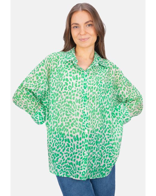Seasons of April Green EILEEN Leo Hemdbluse, Leicht & Atmungsaktiv, Oversized für Sommer & Frühling