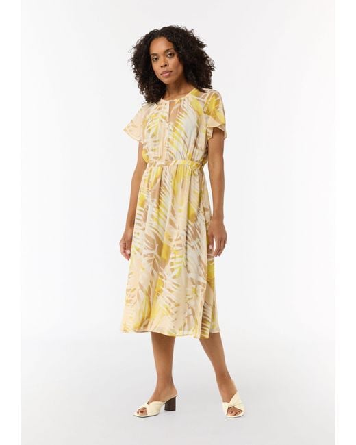 Comma, Metallic Maxikleid Chiffon-Kleid mit U-Boot-Ausschnitt und Raffung