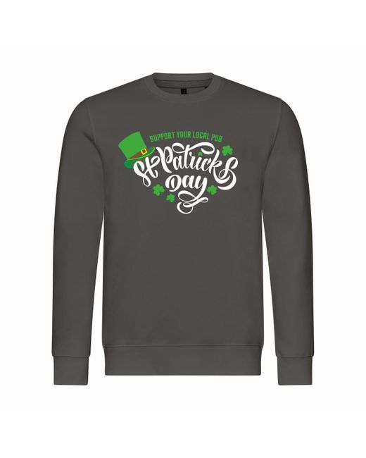 deinshirt Rundhalspullover Pullover St Patricks Day Mit Print Motiv, Grafik in Gray für Herren