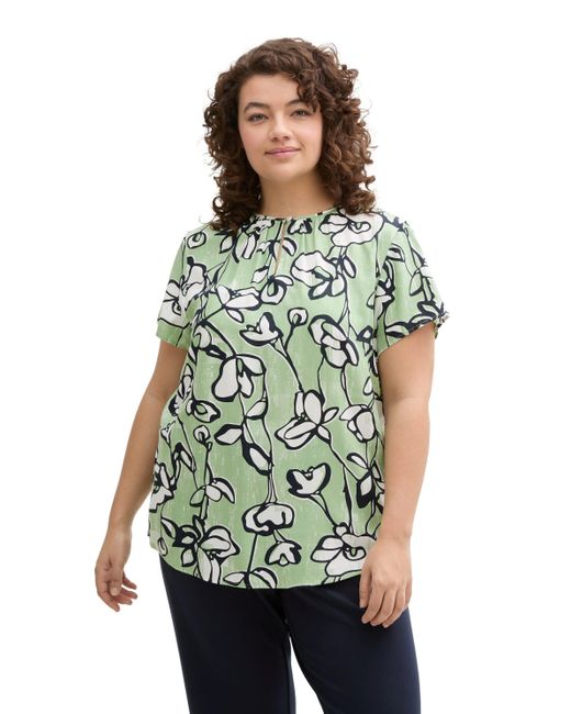 Tom Tailor Green Kurzarmbluse mit All-Over Print