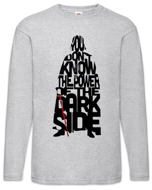 Urban Backwoods Langarmshirt Power Of The Dark Side Langarm T-Shirt Star Sci-Fi Vader Dunkle in Gray für Herren