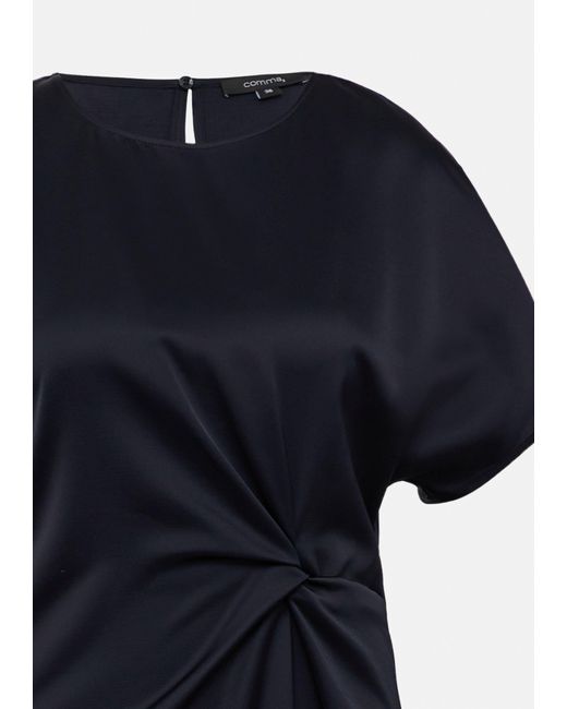 Comma, Blue Maxikleid Fließendes Satinkleid mit Knotendetail