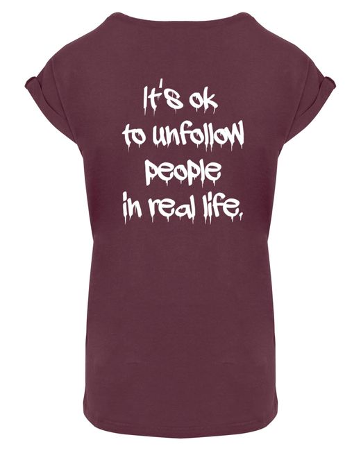 Merchcode T-Shirt Ladies Unfollow Extended DE (1-tlg) Shoulder | in Lila Lyst Tee
