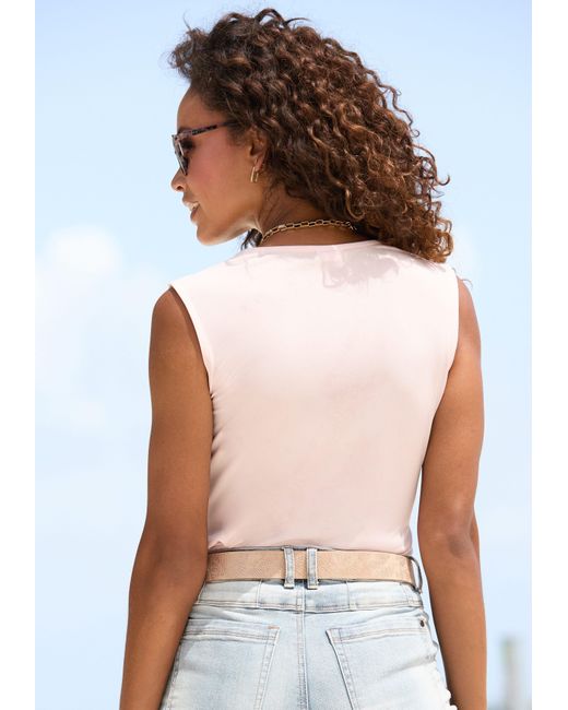 Lascana Pink Tanktop aus bügelfreiem Material, elegantes Basic-Top mit breiten Trägern