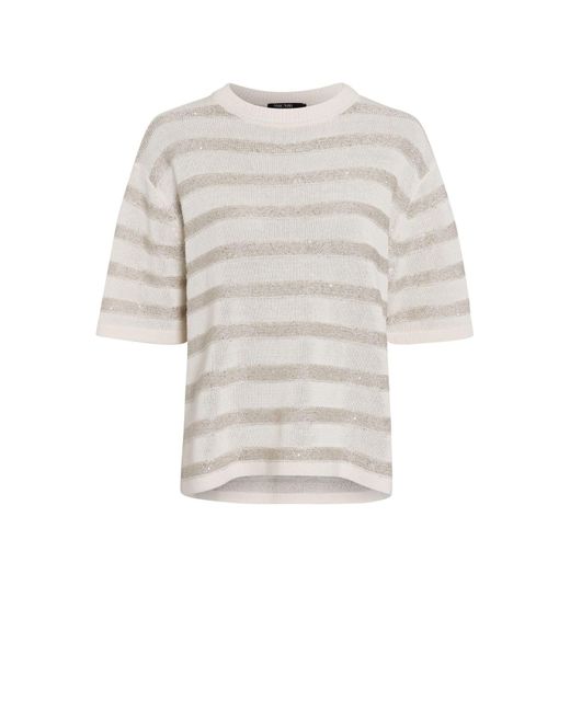 MARC AUREL White Rundhalspullover