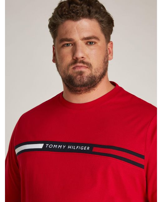 Tommy Hilfiger Tommy Big & Tall Rundhalsshirt BT-HILFIGER CHEST INSERT TEE-B in Groß Größen, Logostickerei in Red für Herren