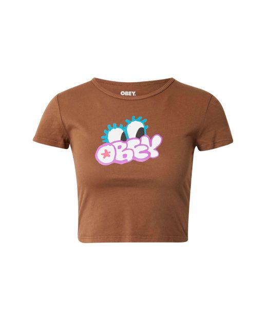 Obey Brown T-Shirt (1-tlg) Plain/ohne Details