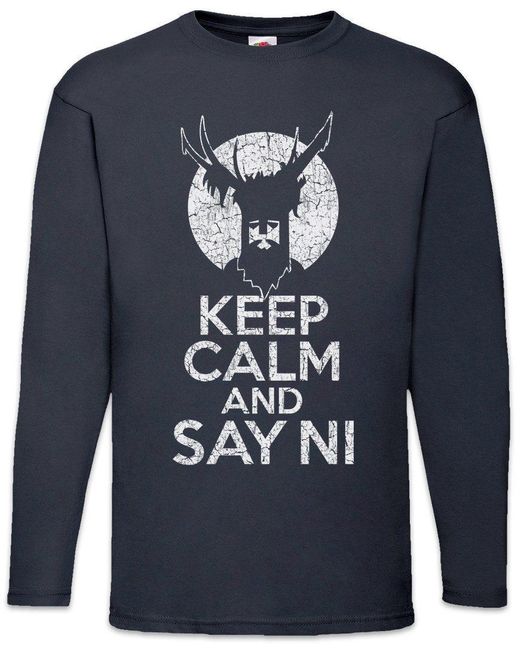 Urban Backwoods Langarmshirt Keep Calm And Say Ni Langarm T-Shirt Monty Of Python The Holy Grail in Blue für Herren