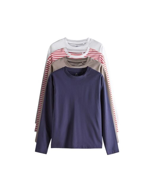 The Set Blue Langarmshirt Langarmshirts aus schwerem Stoff, 4er-Pack (4-tlg)
