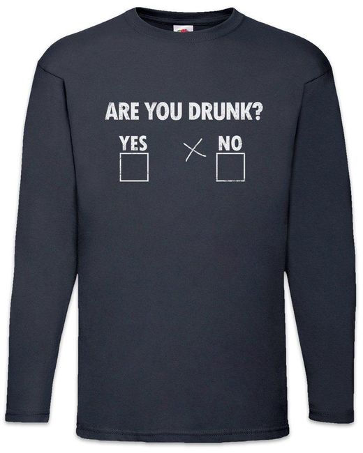 Urban Backwoods Langarmshirt Are You Drunk Langarm T-Shirt Yes No Cross Fun Drinker Beer Bier Booze in Blue für Herren