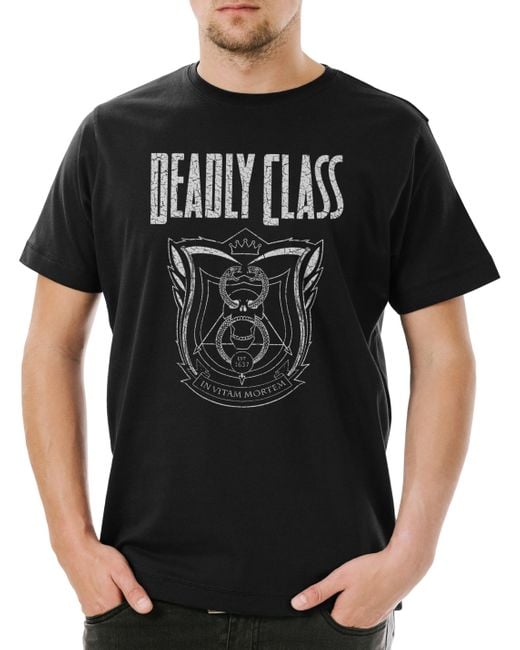 Urban Backwoods Print- Deadly School T-Shirt Schwarz Größe XS in Black für Herren