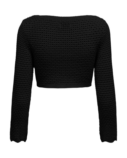 ONLY Black Sweatshirt ONLMARY LIFE LS CROPPED TIE V-NECK