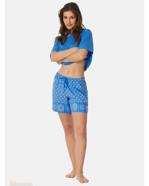 Schiesser Blue Pyjamashorts Mix & Relax Web sleepwear schlafmode schlafanzug