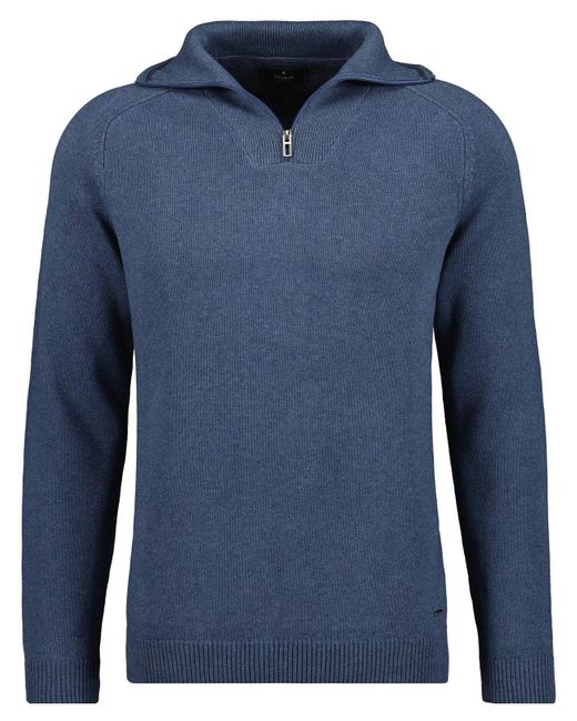 RAGMAN Strickfleece-Pullover Troyer in Blue für Herren