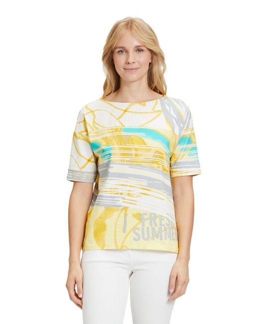 Betty Barclay Yellow T-Shirt mit Ärmelaufschlag (1-tlg) Druck