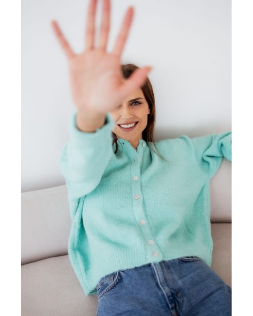 von Herzen Green Strickjacke weicher Cardigan mit Perlmuttknopfleiste – viele Farben – Onesize
