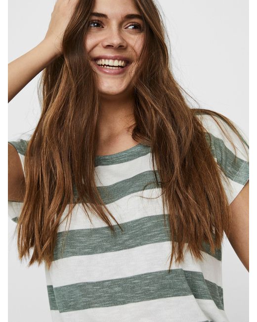 Vero Moda Blue Kurzarmshirt VMWIDE STRIPE SL TOP GA JRS NOOS