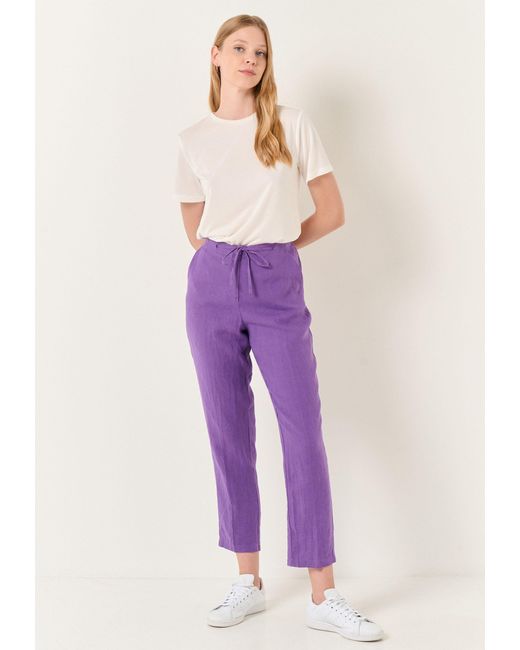 Jimmy Key Purple Normales Bein Normale Taille Leinenhose
