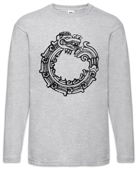 Urban Backwoods Langarmshirt Aztec Ouroboros Langarm T-Shirt Uroboros Schlange Ancient Myths in Gray für Herren