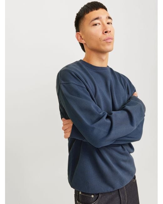 Jack & Jones Sweatshirt JJECHARGE FADED SWEAT CREW NECK NOOS mit Rippbündchen in Blue für Herren