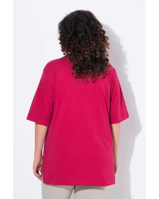 Ulla Popken Pink T-Shirt Rundhalsausschnitt Relaxed Halbarm