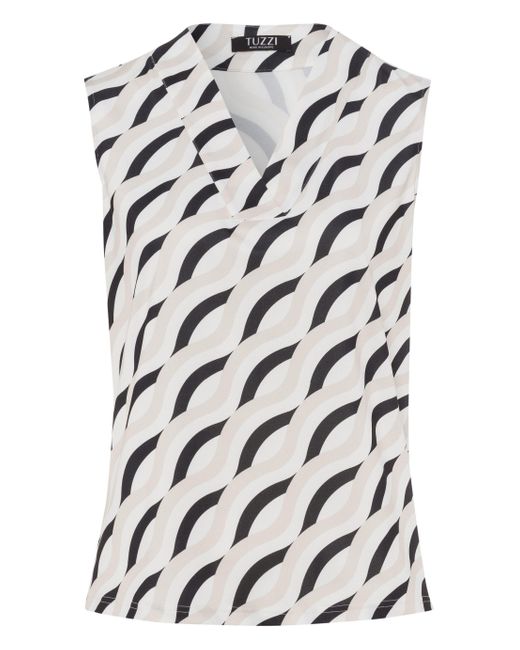 Tuzzi White Shirttop mit modernem Print