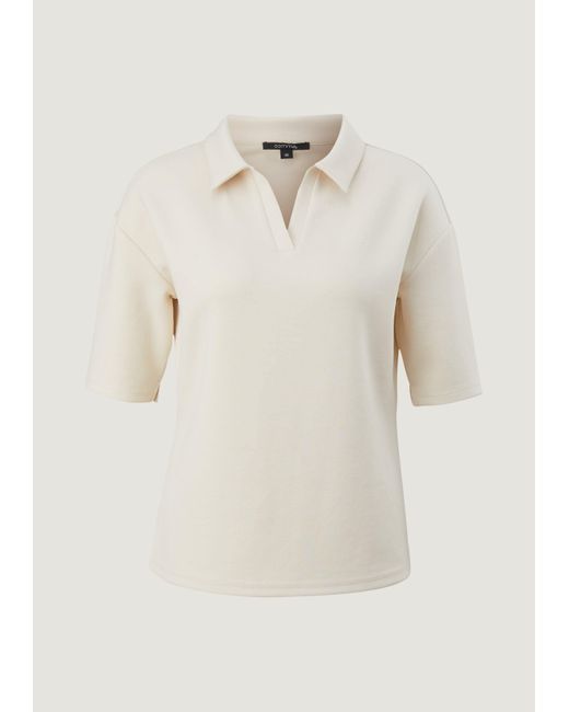 Comma, White Shirttop T-Shirt mit Polokragen