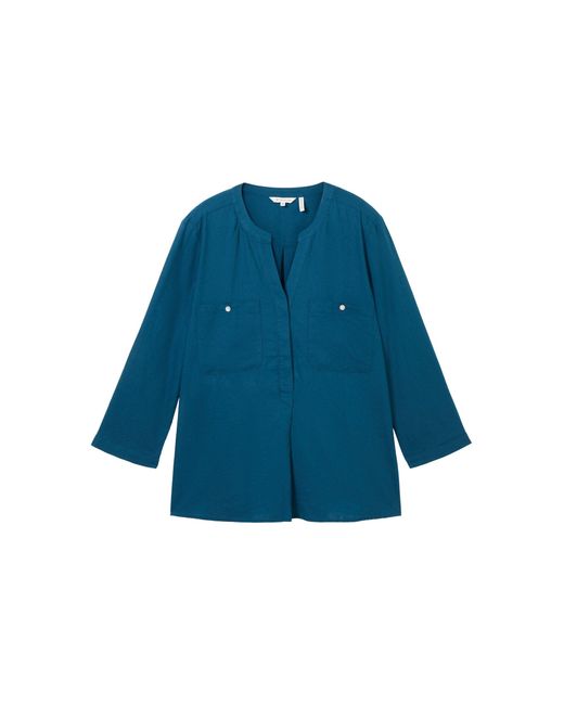Tom Tailor Blue Blusentop easy shape blouse with linen