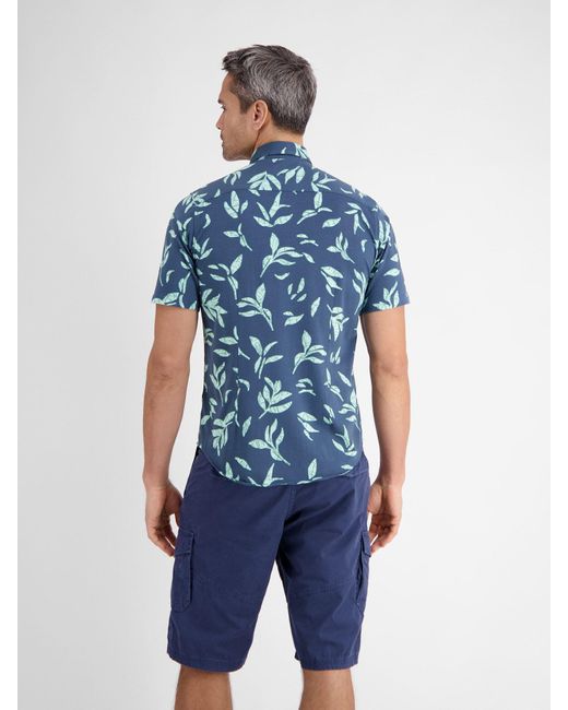 Lerros Kurzarmhemd mit floralem Print in Blue für Herren
