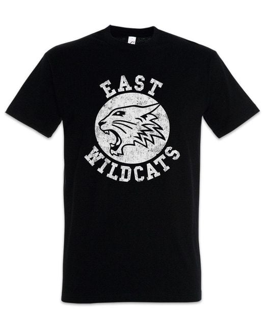 Urban Backwoods Print- East Wildcats T-Shirt High School Basketball Musical Katzen in Black für Herren