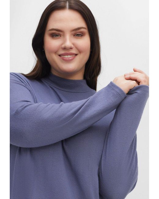 Sheego Langarmshirt Große Größen mit Stehkragen und Knopfleiste hinten in  Blau | Lyst DE