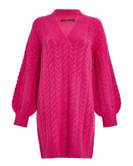 Threadbare Pink Jerseykleid mit tollem Strickmuster